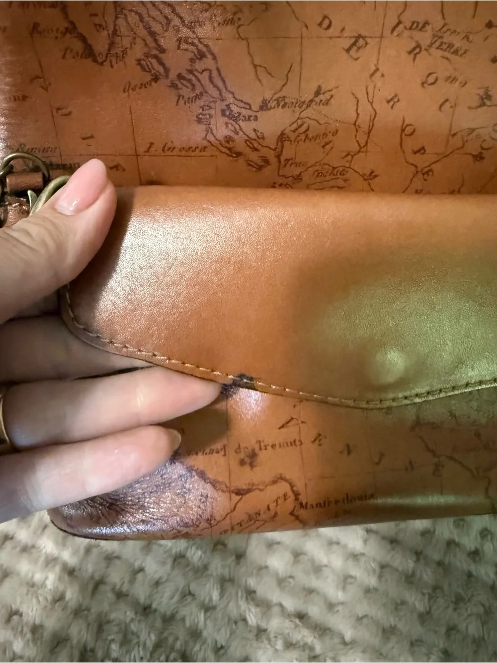 Patricia Nash European Map Leather Mini Backpack Crossbody